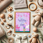 Welcome Little One Baby Girl Niedlich Stork Stroll Karte