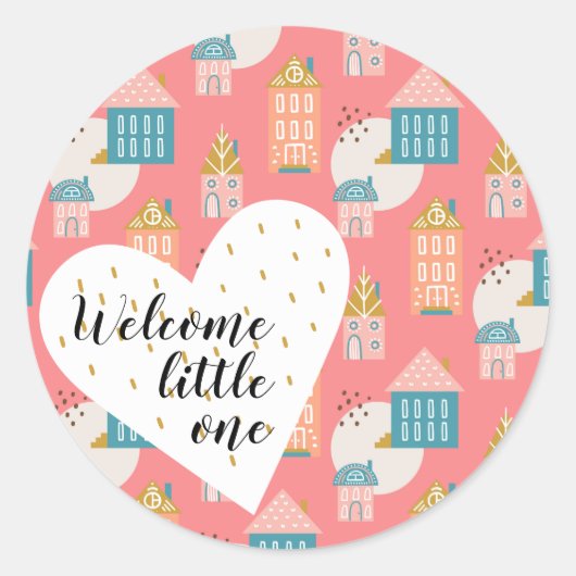Welcome Little One Boho Kinderherz beherbergt Scan Runder Aufkleber (Vorderseite)