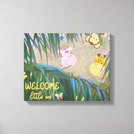 Welcome Little One Dschungel Kinderzimmer Art Leinwanddruck (Vorderseite)
