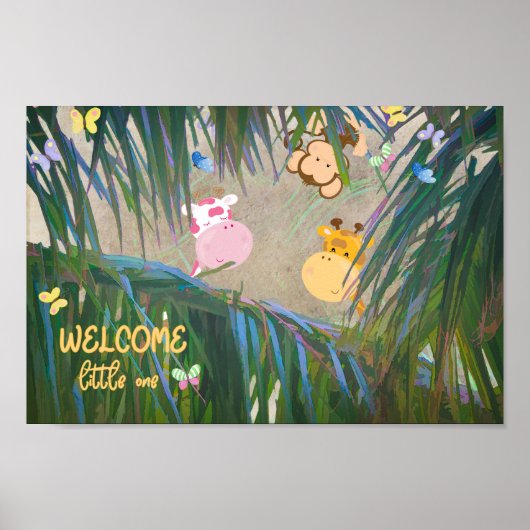 Welcome Little One Dschungel Kinderzimmer Art Poster (Vorne)