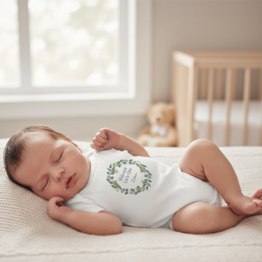 Welcome Little One Eucalyptus Wreath Bodysuit Baby Strampler