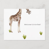 Welcome Little One Funny Giraffe New Baby Card Postkarte (Vorderseite)