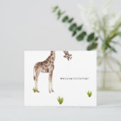 Welcome Little One Funny Giraffe New Baby Card Postkarte (Stehend Vorderseite)