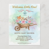 Welcome Little One Wheelbarrow Baby Shower Postkarte (Vorderseite)