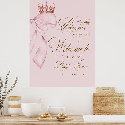 Welcome Little Princess Baby Shower Poster (Küche)