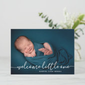 Welcome Littlle One Photo Collage  Modern Birth  Ankündigung (Stehend Vorderseite)