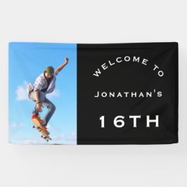 Welcome Male 16. Geburtstagsparty Foto Black Banner