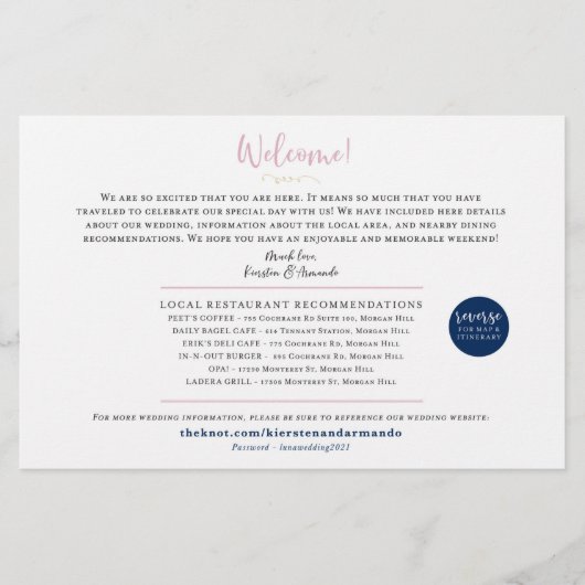 Welcome Map Card Wedding Weekend - für Kiersten (Vorderseite)