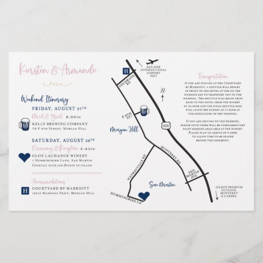 Welcome Map Card Wedding Weekend - für Kiersten (Rückseite)