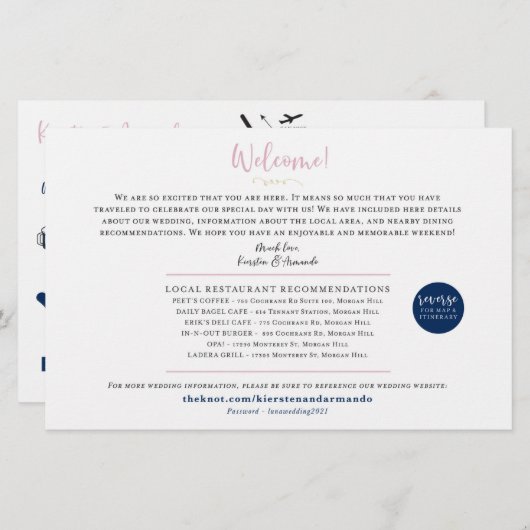 Welcome Map Card Wedding Weekend - für Kiersten (Vorne/Hinten)