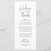 Welcome n Thanks Wedding Reception Thank You Card Programm (Vorderseite)