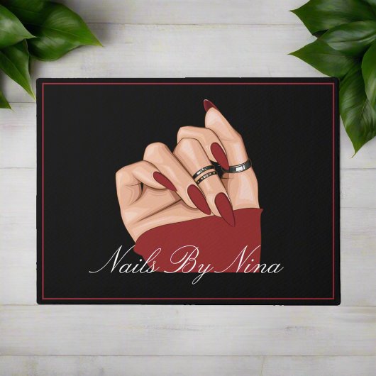 Welcome Nail Beauty Salon Black & Red Fußmatte