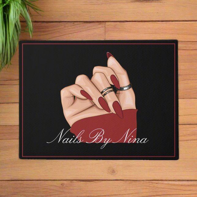 Welcome Nail Beauty Salon Black & Red Fußmatte (Von Creator hochgeladen)