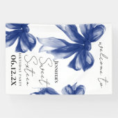 Welcome Navy Bow Coquette Script Sweet 16  Banner (Horizontal)