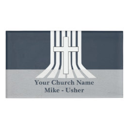 Welcome Navy White Christlich Church Usher Namenschild