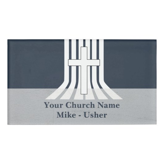 Welcome Navy White Christlich Church Usher Namenschild (Vorderseite)