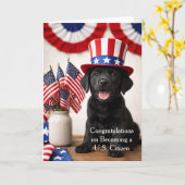 Welcome New American Citizen Patriotic Lab Puppy Karte (Gelbe Blume)