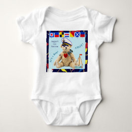 Welcome New Baby Boy Sailor Bear Bodysuit Baby Strampler