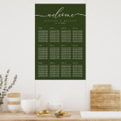 Welcome Olive Green Wedding Table Seating Poster (Küche)