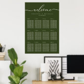 Welcome Olive Green Wedding Table Seating Poster (Heimbüro)