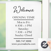 Welcome Open Hours Logo QR Biz door sign Fensteraufkleber (Zuhause)
