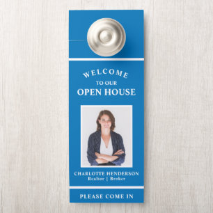 Welcome Open House Real Anwesen Agent Foto Blue Türanhänger