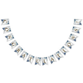 Welcome Party Dusty Blue Watercolor Blume Silver Wimpelkette