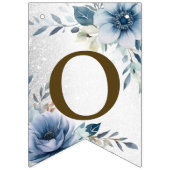 Welcome Party Dusty Blue Watercolor Blume Silver Wimpelkette (Zweite Fahne)