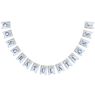 Welcome Party Dusty Blue Watercolor Elfenbeinfarbe Wimpelkette
