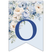 Welcome Party Dusty Blue Watercolor Elfenbeinfarbe Wimpelkette (Zweite Fahne)