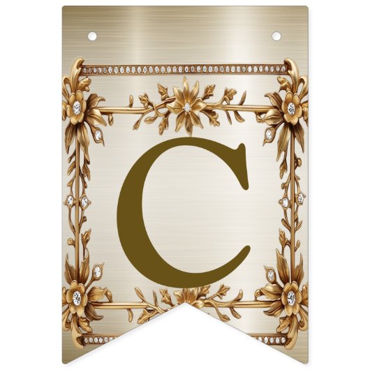 Welcome Party Gold Verziert Rectangle Dimond Blume Wimpelkette (Erste Fahne)