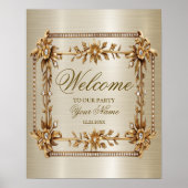 Welcome Party Golden Verziert Rectangle Dimond Poster (Vorne)