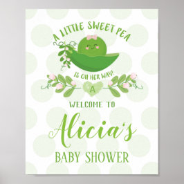 Welcome Party Signs Sweet Pea Baby Shower Girl Poster