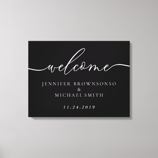 Welcome Party Simple Wedding Modern Black Leinwanddruck (Vorderseite)