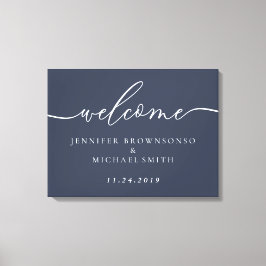 Welcome Party Simple Wedding Modern Navy Leinwanddruck