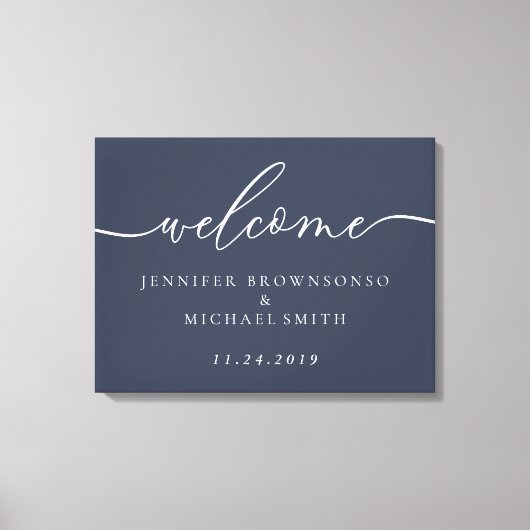 Welcome Party Simple Wedding Modern Navy Leinwanddruck (Vorderseite)