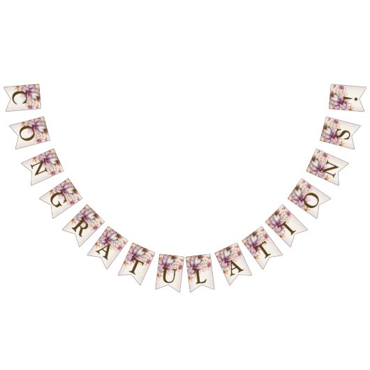 Welcome Party Watercolor Boho Pink Blume Elegant Wimpelkette (Alle)