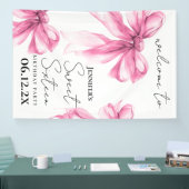 Welcome Pink Bow Coquette Script Sweet 16 Party Banner (Messe)