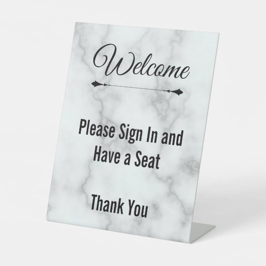 Welcome Please Sign In and Have a Seat Faux Marble Sockelschild (Vorderseite)