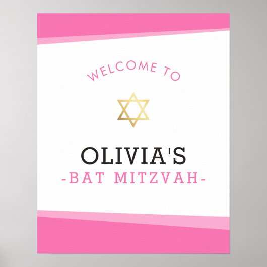 WELCOME POSTER bat mitzvah simple angles pink (Vorne)