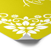 Welcome Poster Floral Cross Christening Yellow (Ecke)