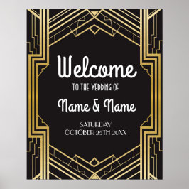 Welcome Poster Gatsby Art Deco Gold Wedding Poster