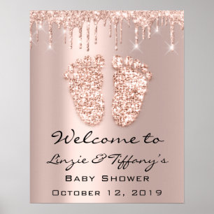 Welcome Poster Rose Tropfens Baby Shower Girl Boy