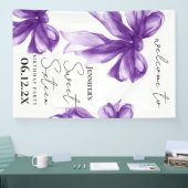 Welcome Purple Bow Coquette Script Sweet 16 Banner (Messe)