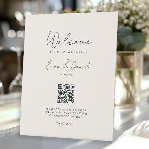 Welcome QR Code Wedding Galerie Beige Sockelschild