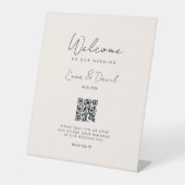 Welcome QR Code Wedding Galerie Beige Sockelschild (Vorderseite)