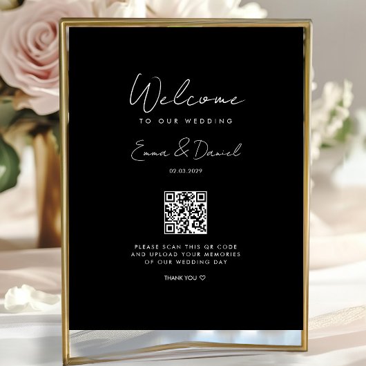 Welcome QR Code Wedding Galery Black Poster