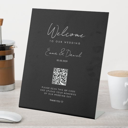 Welcome QR Code Wedding Galery Black Sockelschild (In Situ)