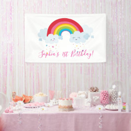 WELCOME RAINBOW CLOUDS kawaii Party helle Farben Banner