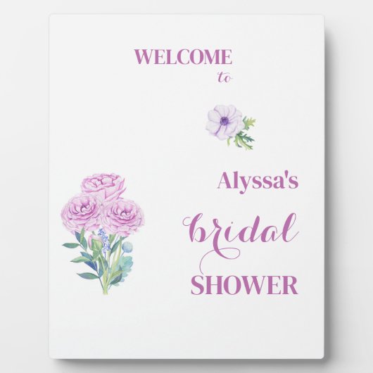 Welcome Ranunculus Brautparty Personalisiert Fotoplatte (Vorderseite)